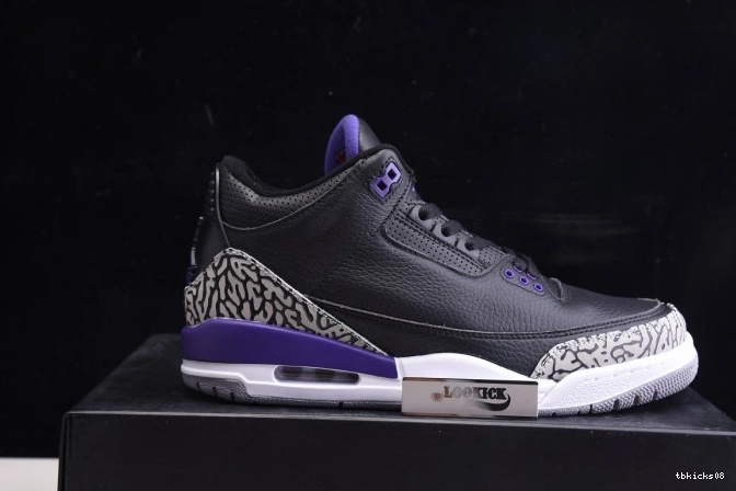 Rep TBkick CT8532-050 Court Air Jordan Black Retro 3 Purple 0703